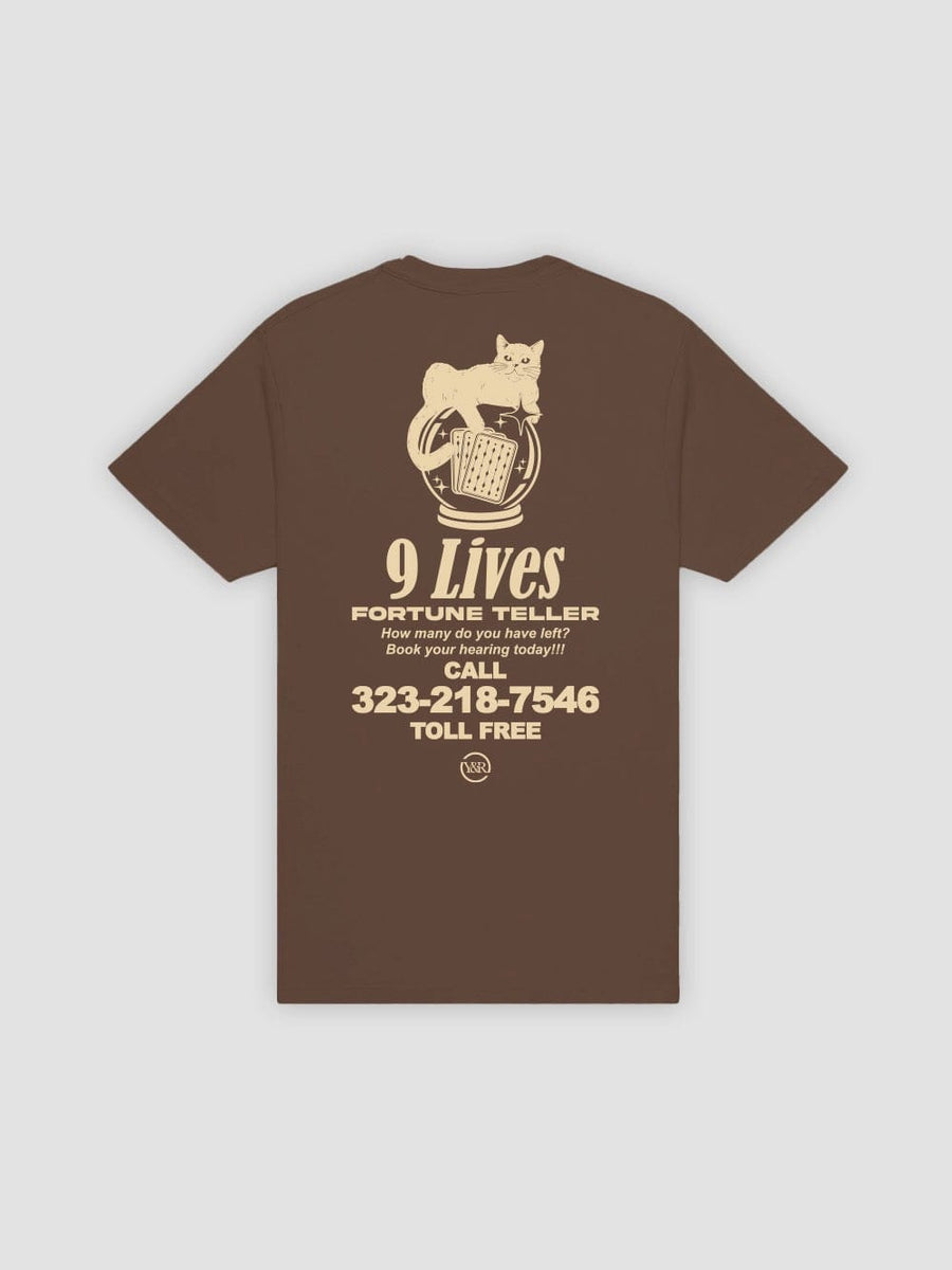 Young and Reckless Mens - Tops - Graphic Tee 9 Lives Tee - Chocolate Brown