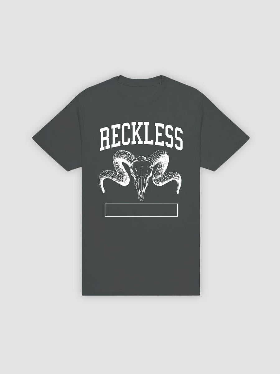 Young and Reckless Mens - Tops - Graphic Tee Horns Tee - Charcoal