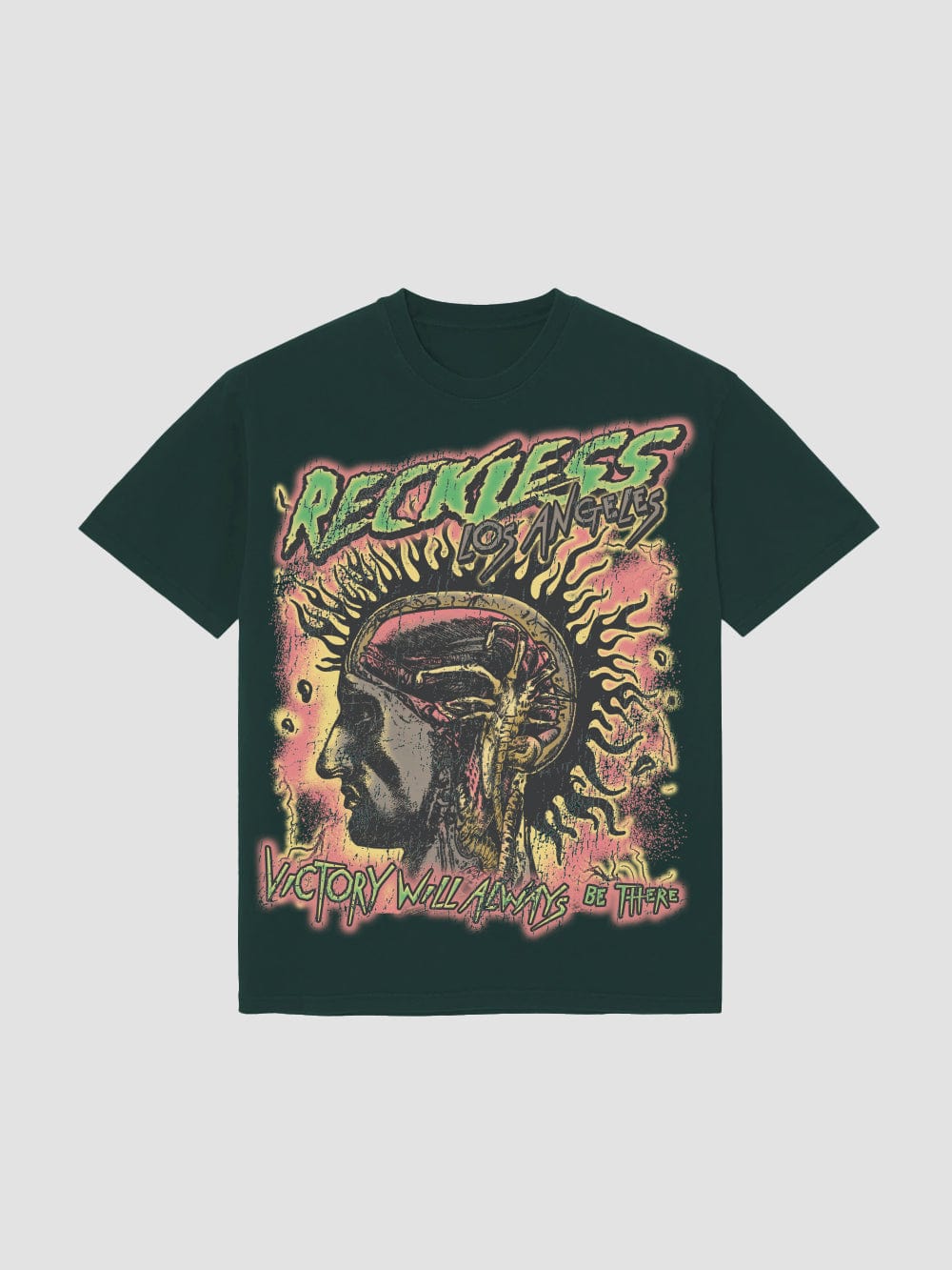 Young and Reckless Mens - Tops - Graphic Tee Metalhead Tee - Green