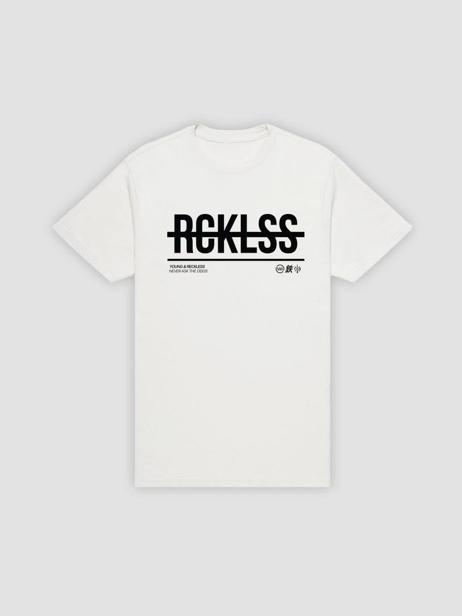 Young and Reckless Mens - Tops - Graphic Tee Strike Thru Tee - White