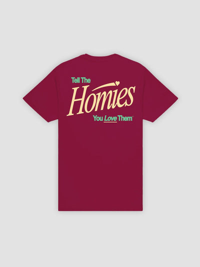 Young and Reckless Mens - Tops - Graphic Tee Tell The Homies Tee - Burgundy