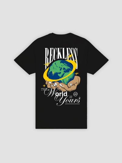 Young and Reckless Mens - Tops - Graphic Tee The World Is Yours Tee - Black