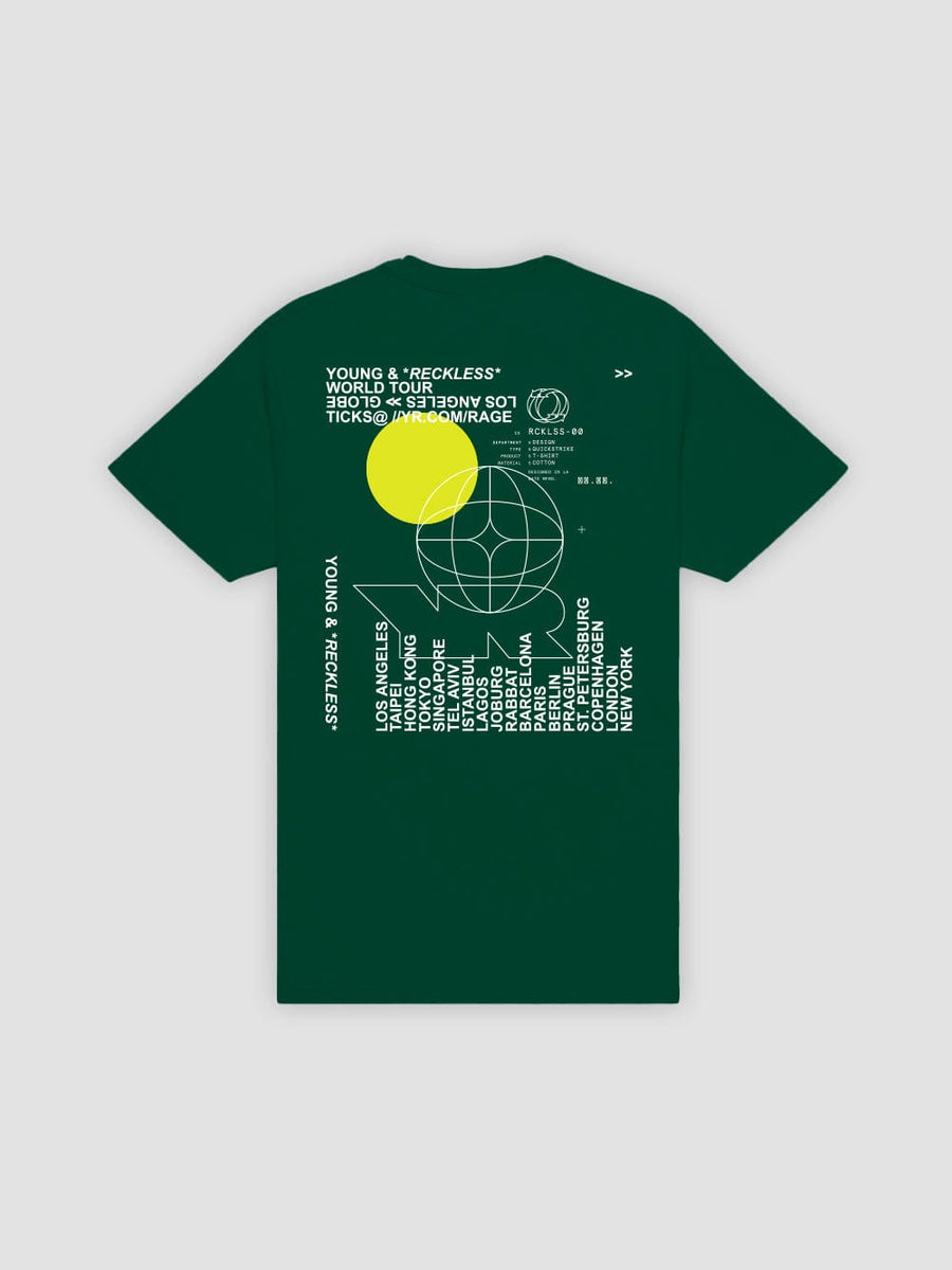 Young and Reckless Mens - Tops - Graphic Tee World Tour Tee