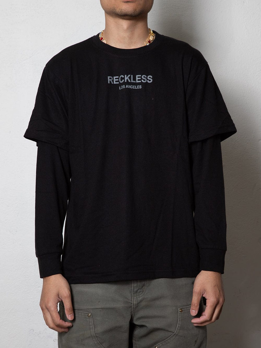 Young and Reckless Mens - Tops - Long Sleeve Reckless Double L/S Tee - Black