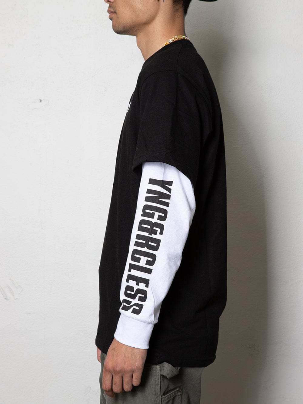 Young and Reckless Mens - Tops - Long Sleeve Reckless Double L/S Tee - Black/White