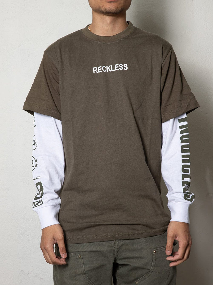 Young and Reckless Mens - Tops - Long Sleeve Reckless Double L/S Tee - Olive