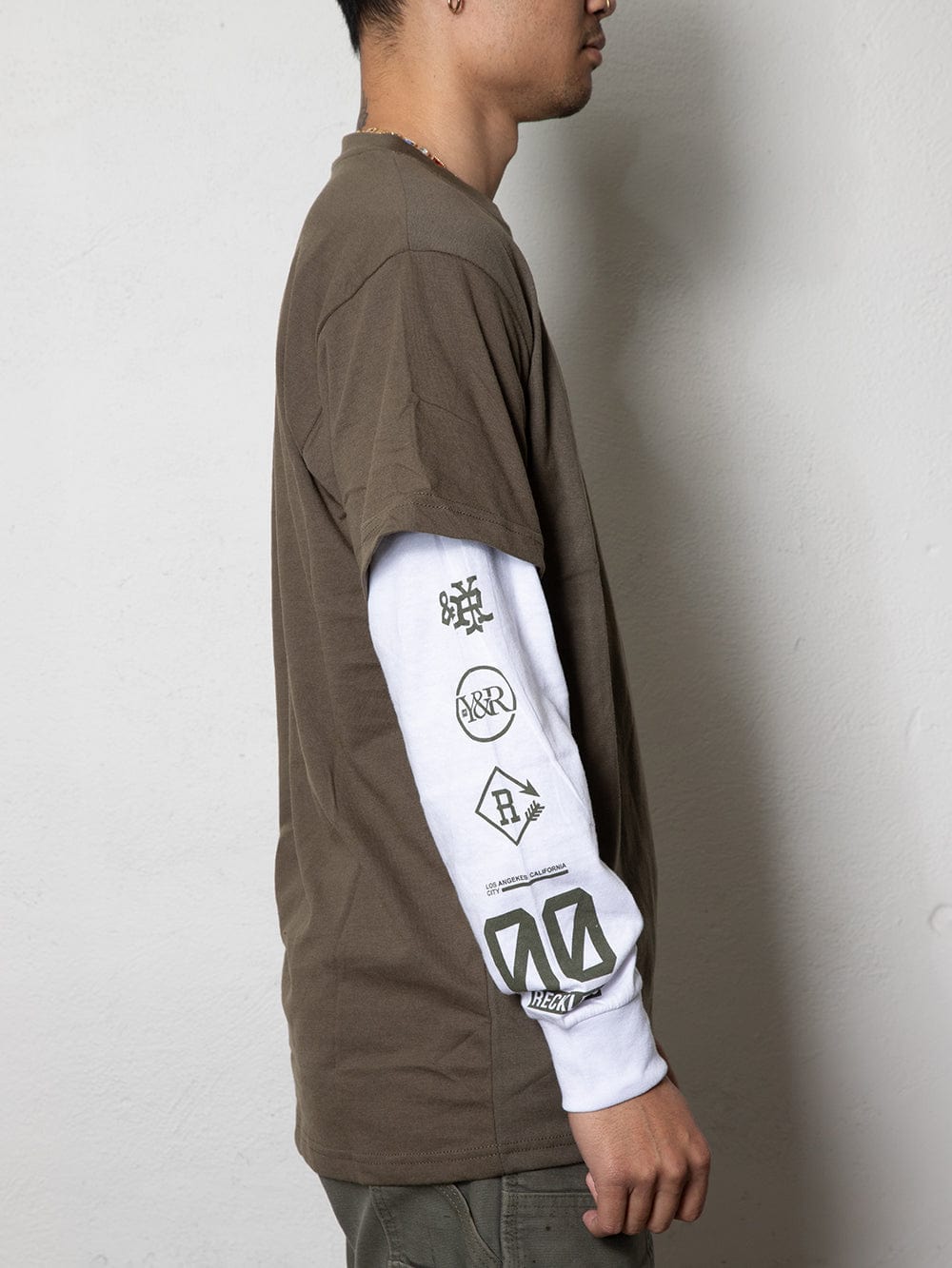 Young and Reckless Mens - Tops - Long Sleeve Reckless Double L/S Tee - Olive