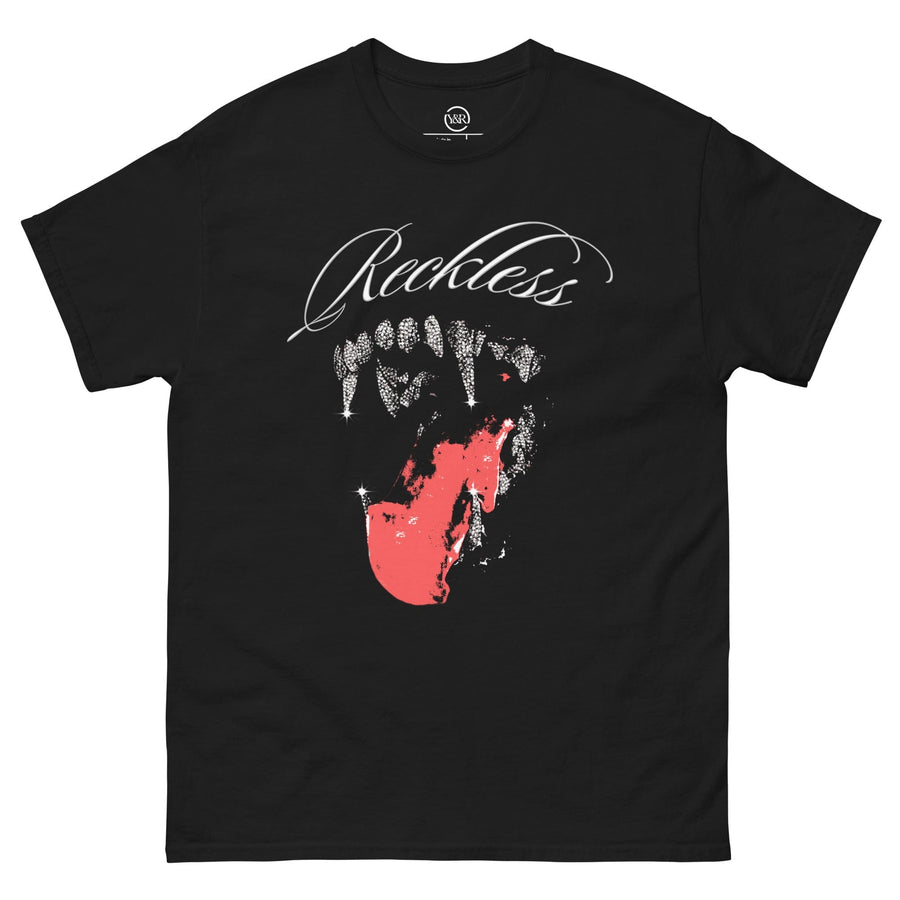 Young & Reckless Mens - Tops - Graphic Tee Chrome Kiss Tee - Black S