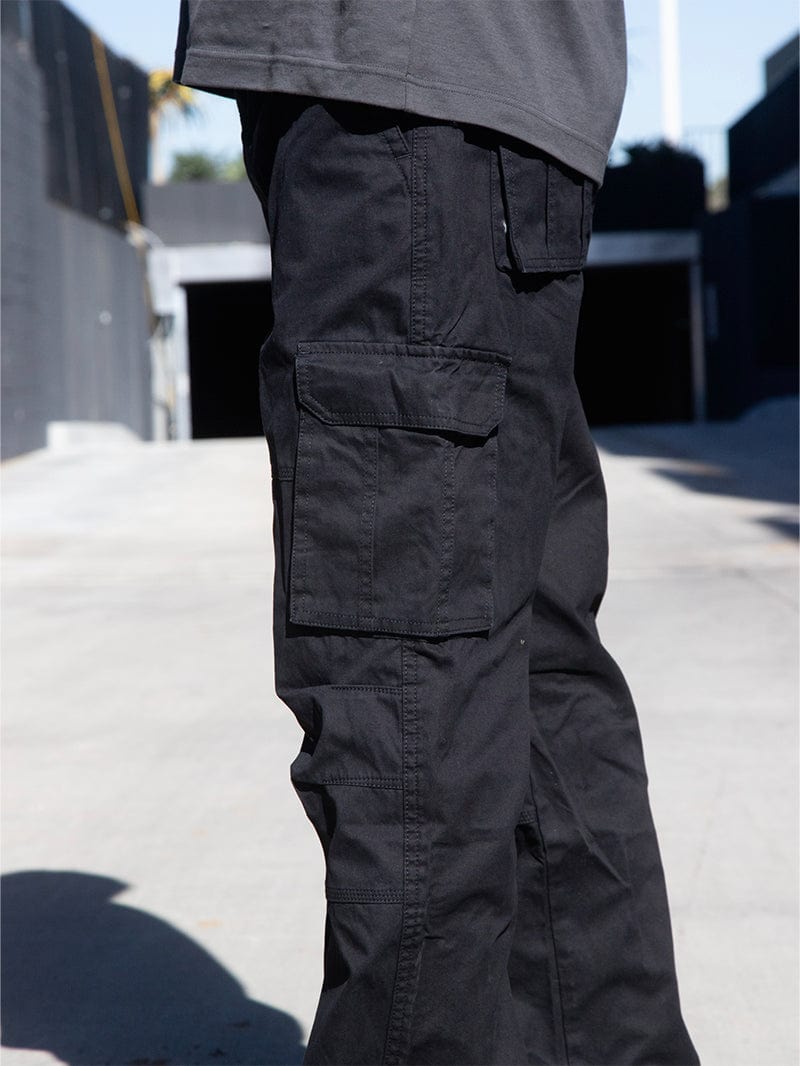 Nylon Bungee Ruched Cargo Pants - Black | Manière De Voir USA