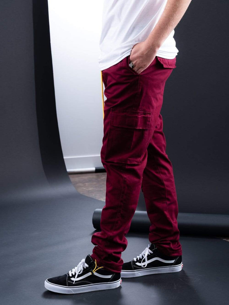 Young and Reckless Mens - Bottoms - Cargo Pants Exploit Cargo Pants - Burgundy