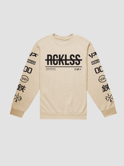 Young and Reckless Mens - Fleece - Crewnecks Strike Thru Crewneck - Natural