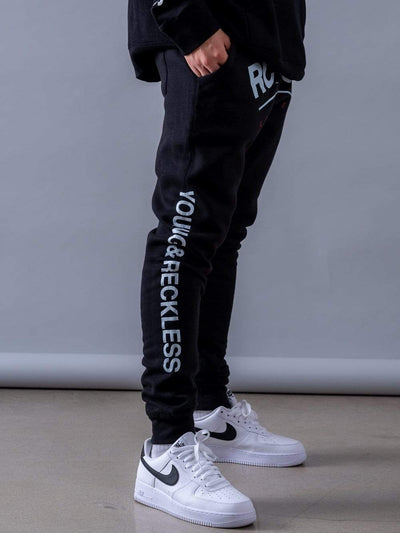 Young and Reckless Mens - Fleece - Sweatpants Fast Track Sweatpants - Black/White