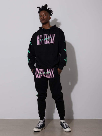 Young and Reckless Mens - Fleece - Sweatpants LA Vintage Sweatpants - Black
