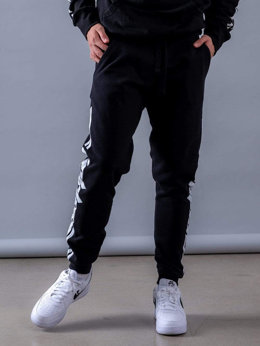 Young and Reckless Mens - Fleece - Sweatpants Racer Sweatpants - Black/White