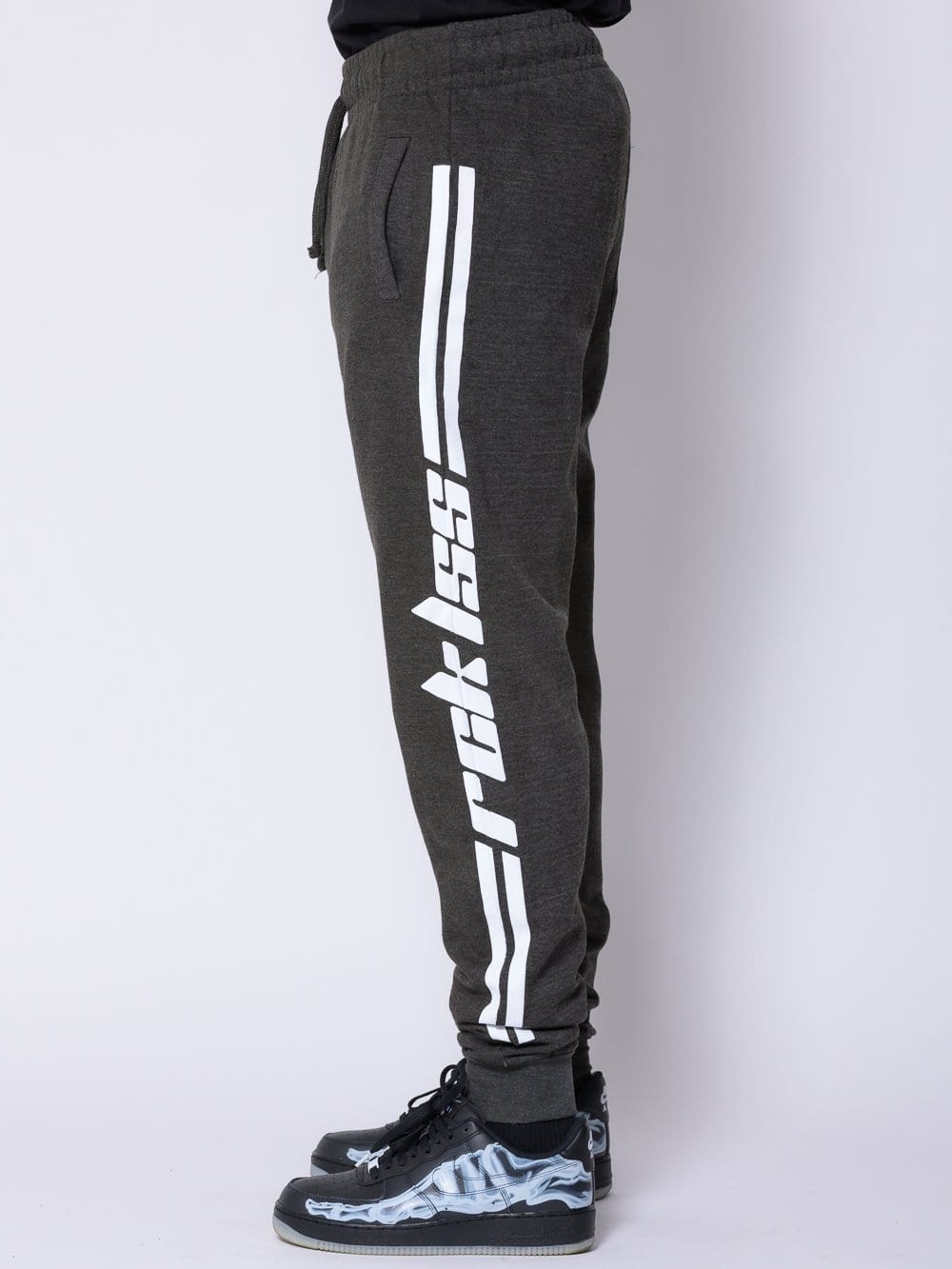 Young and Reckless Mens - Bottoms - Sweatpants - Racer Sweatpants - Grey/White