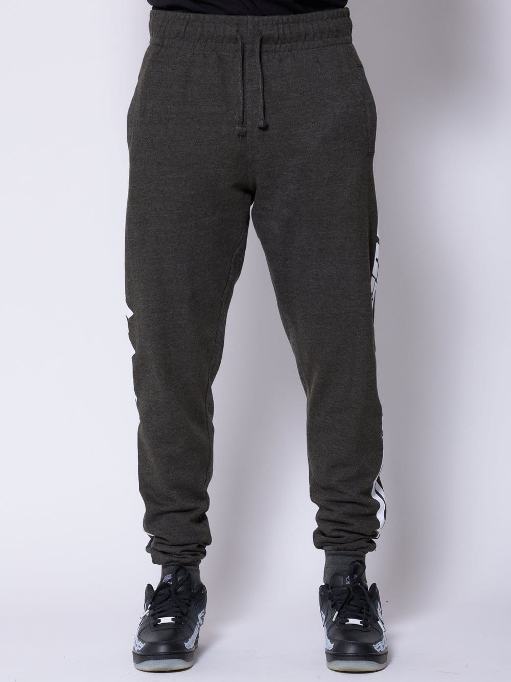 Young and Reckless Mens - Bottoms - Sweatpants - Racer Sweatpants - Grey/White