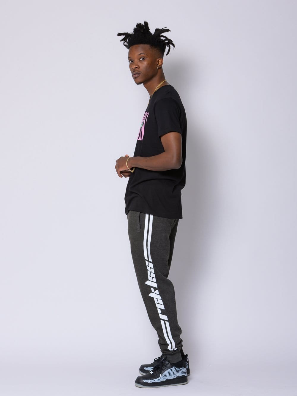 Young and Reckless Mens - Bottoms - Sweatpants - Racer Sweatpants - Grey/White