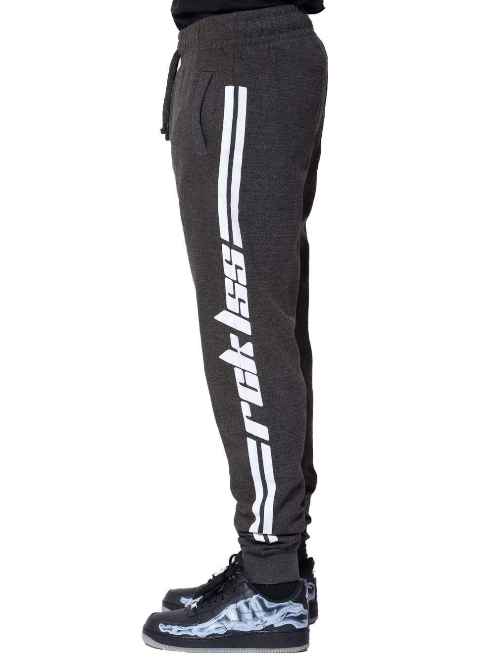 Young and Reckless Mens - Bottoms - Sweatpants - Racer Sweatpants - Grey/White