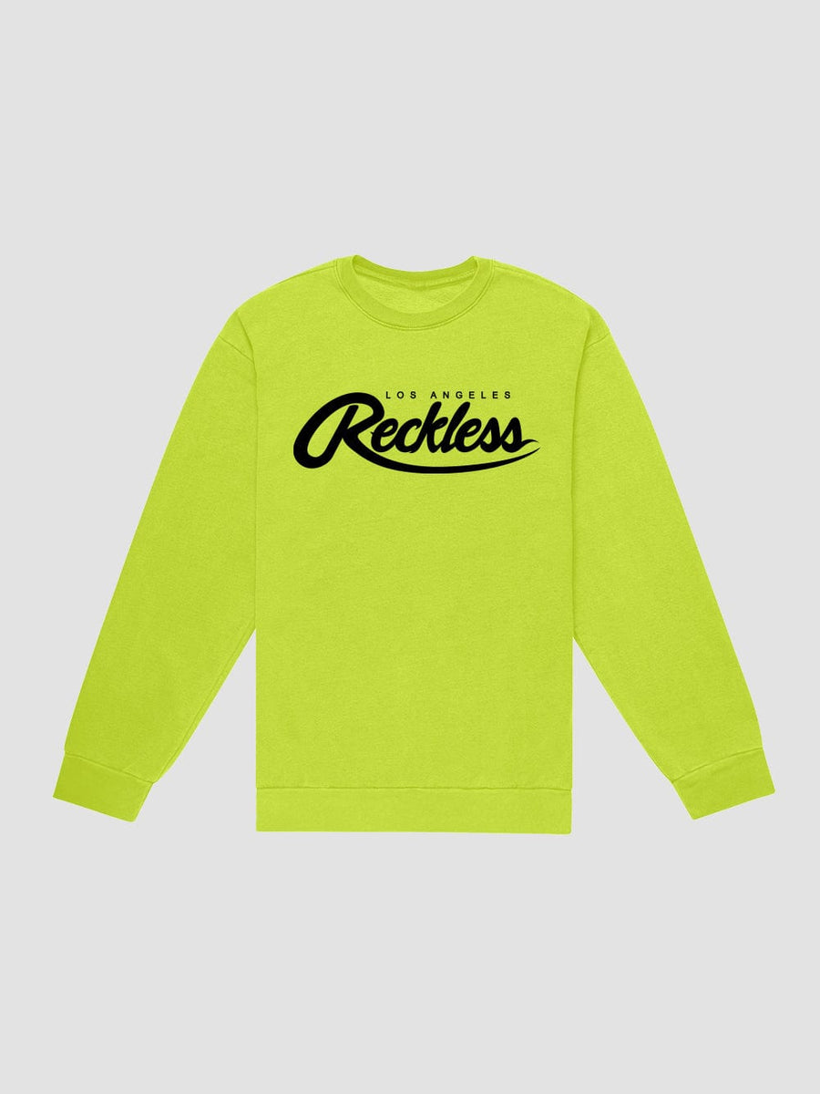 Young and Reckless Mens - Tops - Graphic Tee Big R Script Crewneck - Neon