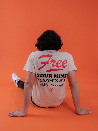 Young and Reckless Mens - Tops - Graphic Tee Free Your Mind Tee - Natural