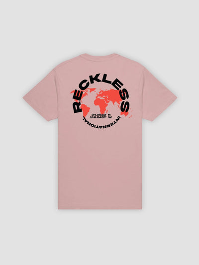 Young and Reckless Mens - Tops - Graphic Tee Globe Tee - Light Pink