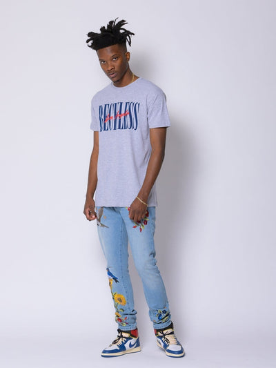 Young and Reckless Mens - Tops - Graphic Tee - LA Vintage Tee - Heather Grey