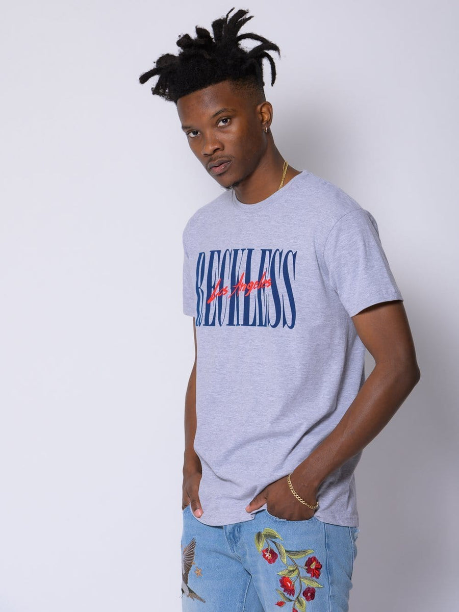 Young and Reckless Mens - Tops - Graphic Tee - LA Vintage Tee - Heather Grey
