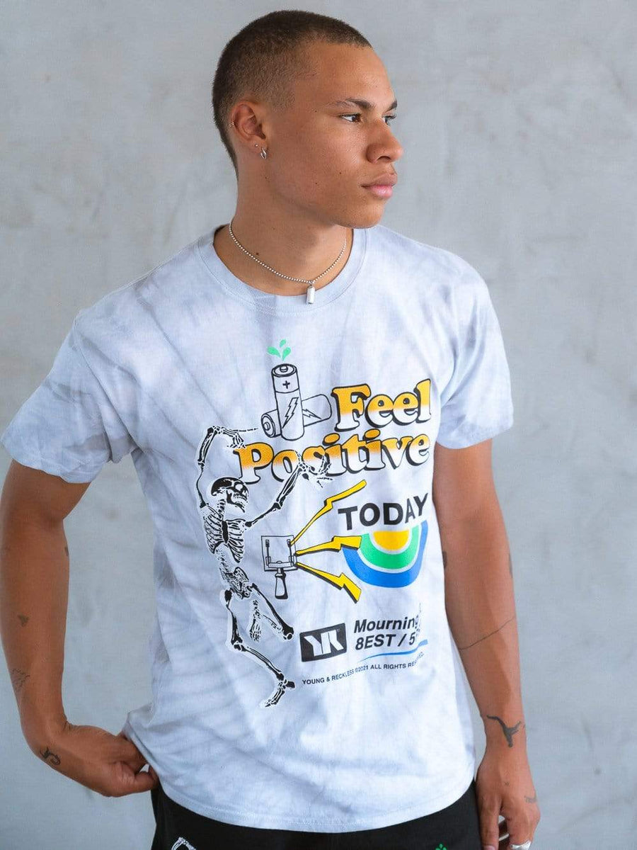 Young and Reckless Mens - Tops - Graphic Tee Positive Tee - Cement Tie Dye