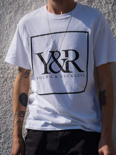 Young and Reckless Mens - Tops - Graphic Tee Trademark Box Tee - White