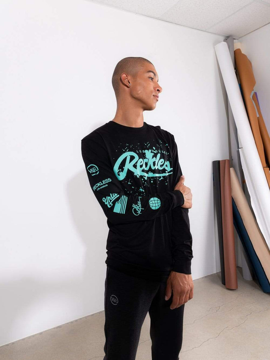 Young and Reckless Mens - Tops - Long Sleeve - Splash Back Long Sleeve - Black