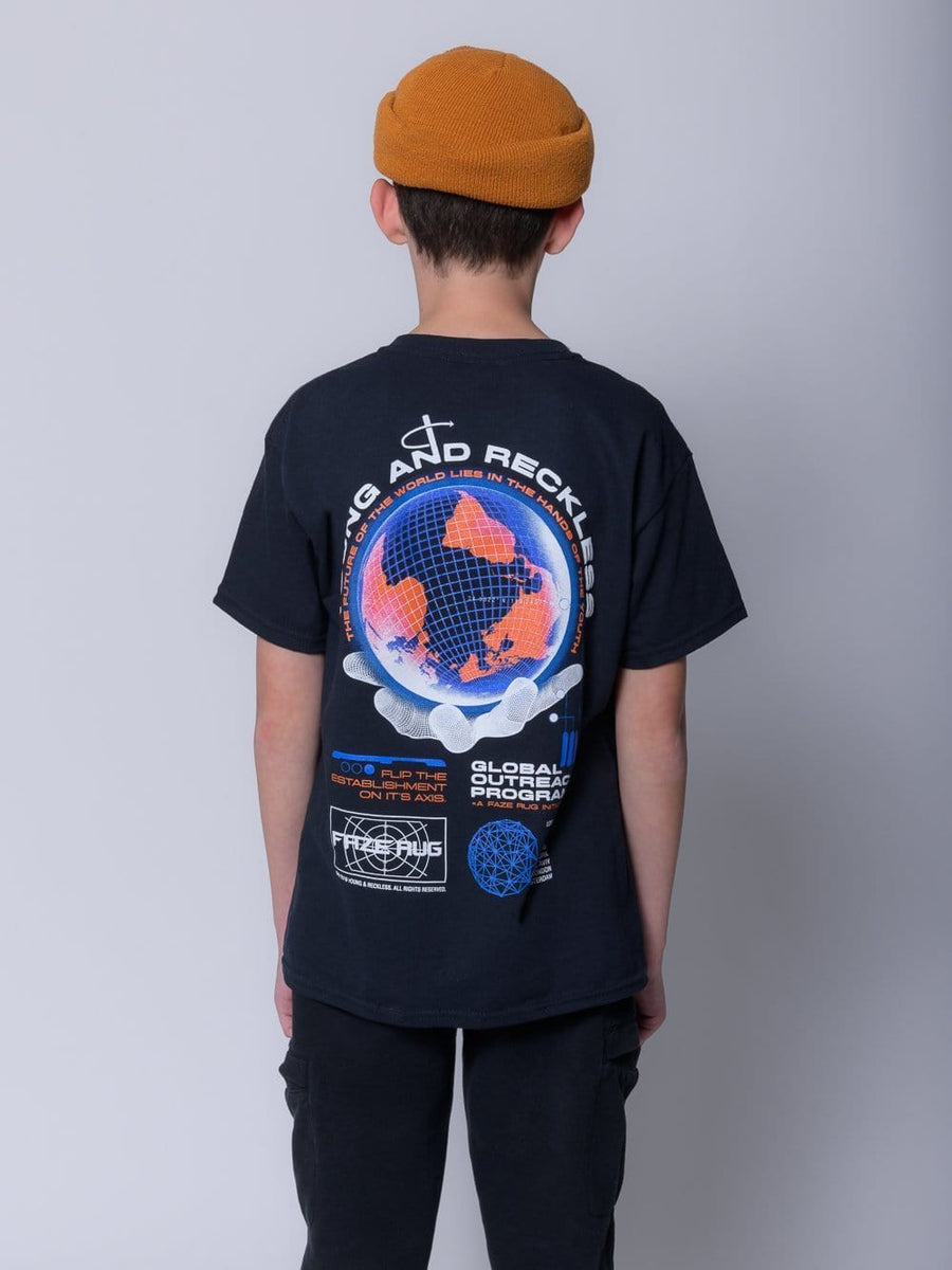 Y&R x FaZe Rug Global Outreach Youth Tee - Black