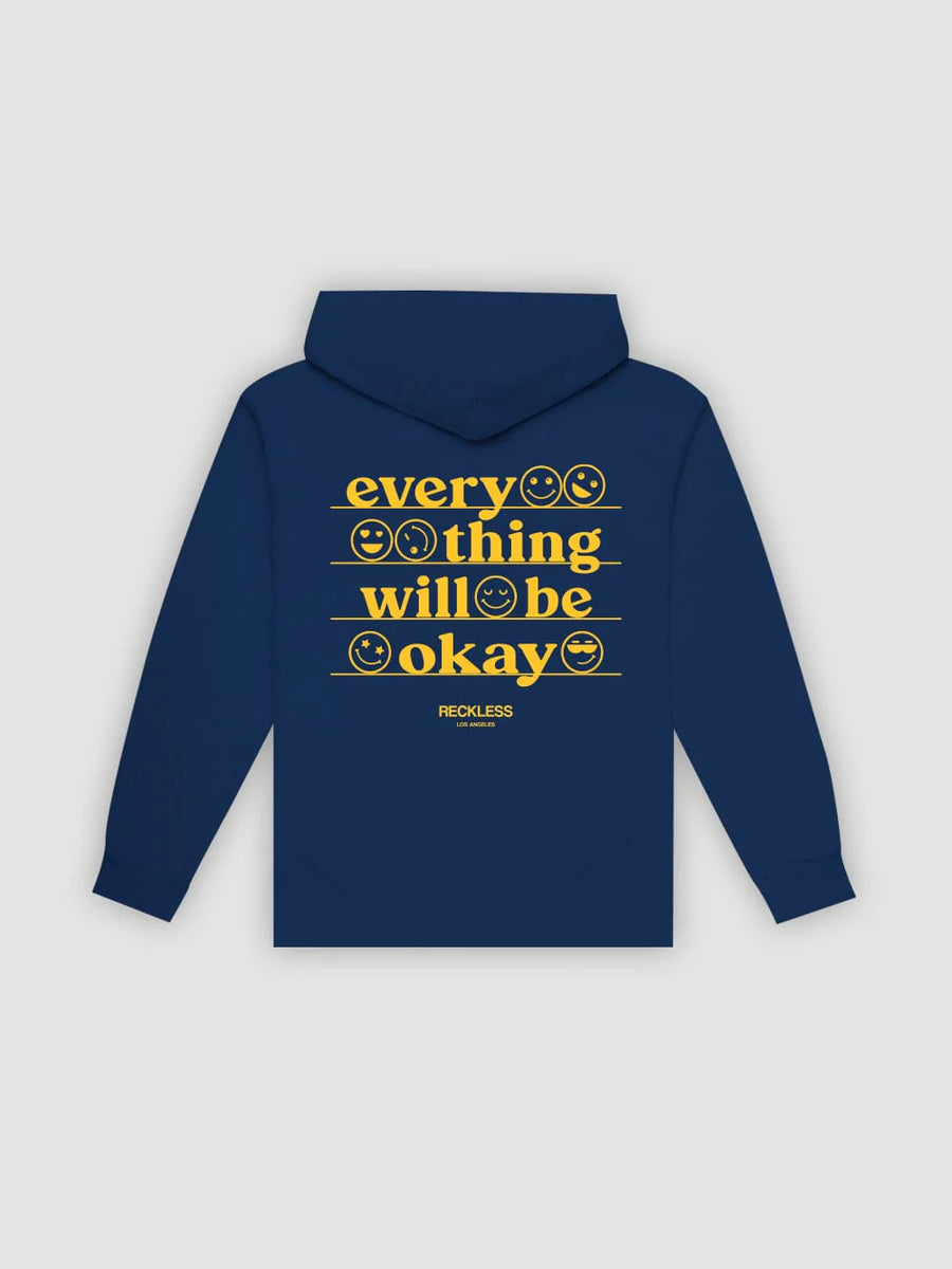 Young & Reckless Mens - Fleece - Hoodies Everything Will Be Okay Hoodie - Royal Blue