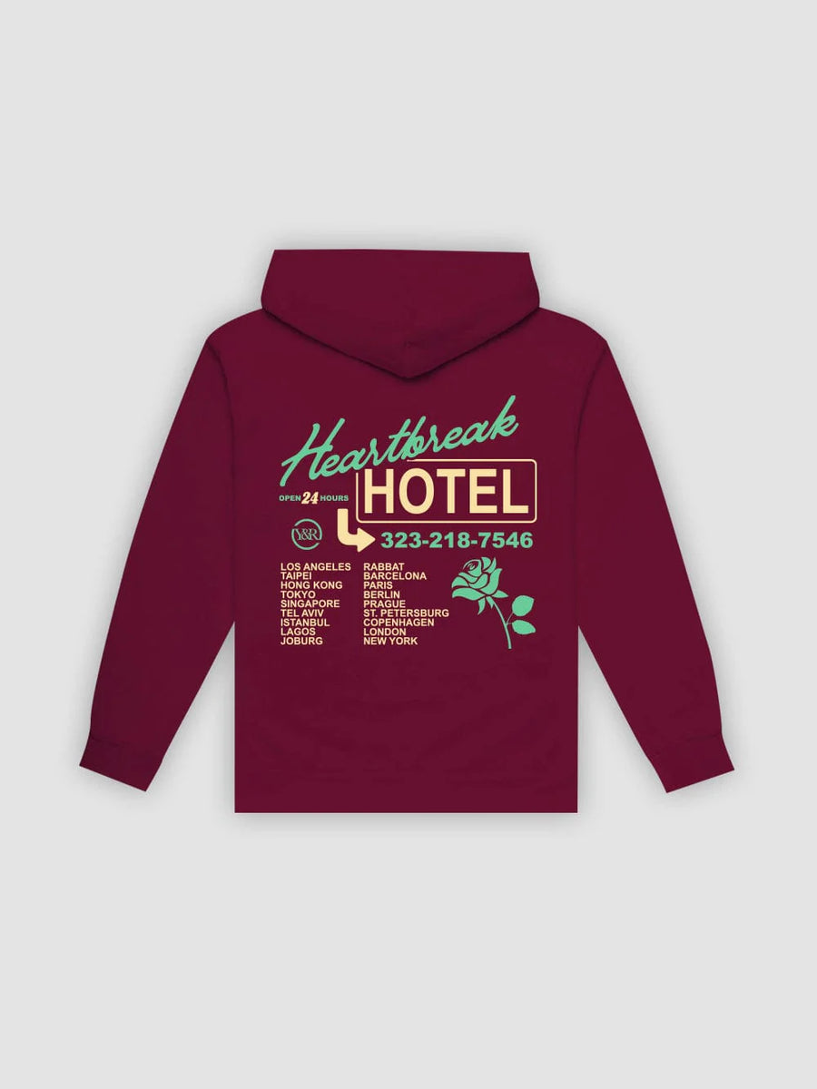 Young & Reckless Mens - Fleece - Hoodies Heartbreak Hotel Hoodie - Maroon
