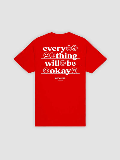 Young & Reckless Mens - Tops - Graphic Tee Everything Will Be Okay Tee - Red
