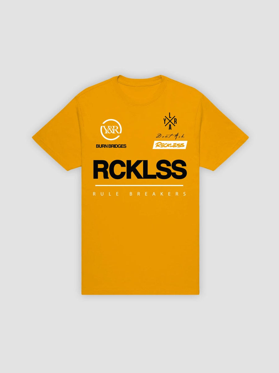 Young & Reckless Mens - Tops - Graphic Tee Fast Track Tee - Gold