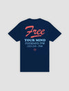 Young & Reckless Mens - Tops - Graphic Tee Free Your Mind Tee - Navy