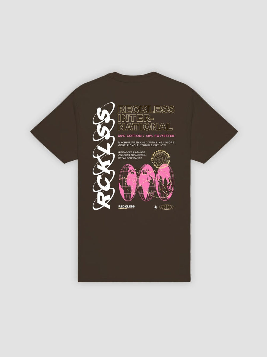 Young & Reckless Mens - Tops - Graphic Tee Global Tee - Dark Chocolate