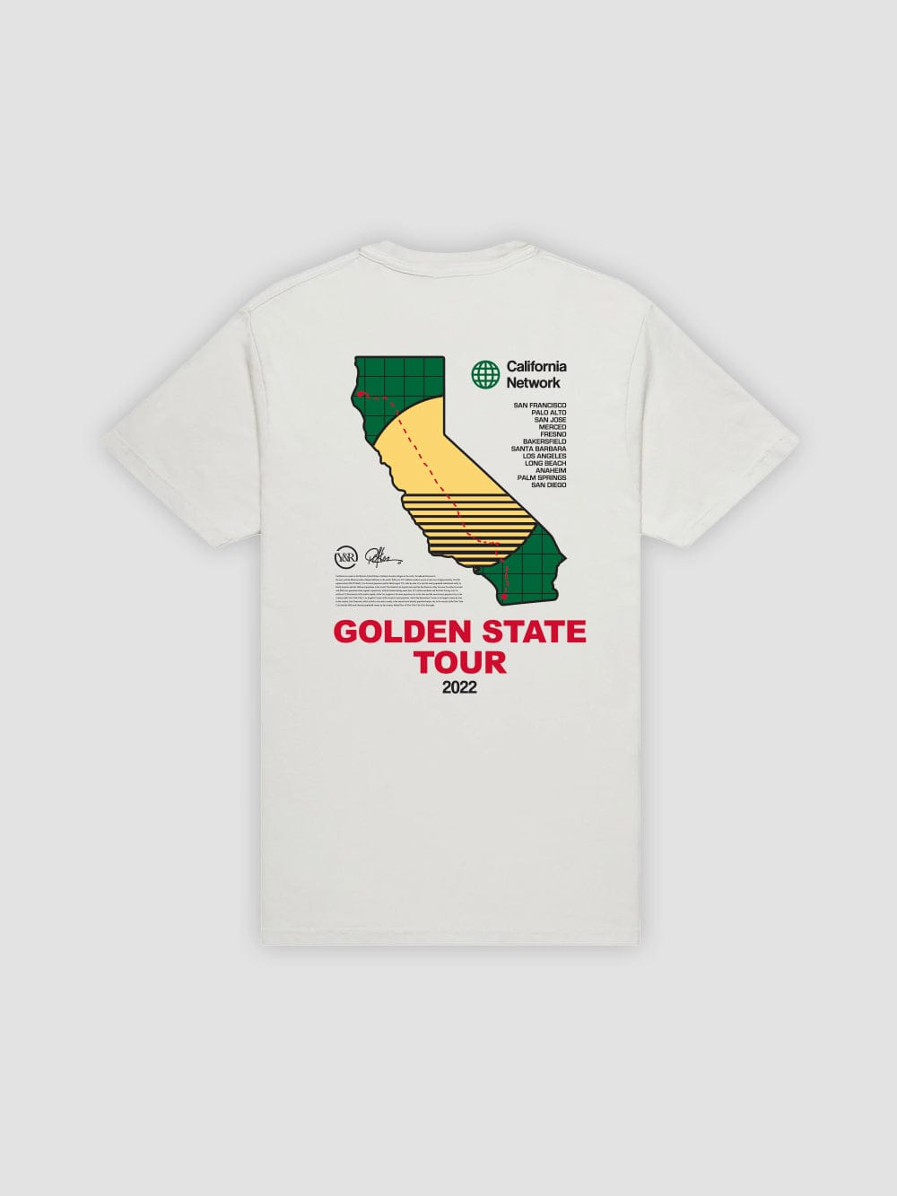 Young & Reckless Mens - Tops - Graphic Tee Golden State Tour Tee - Natural