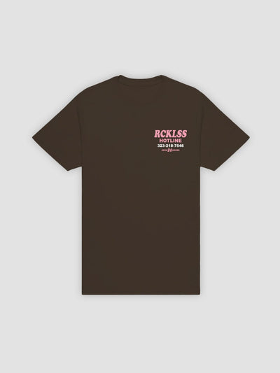Young & Reckless Mens - Tops - Graphic Tee Hotline Tee - Dark Chocolate