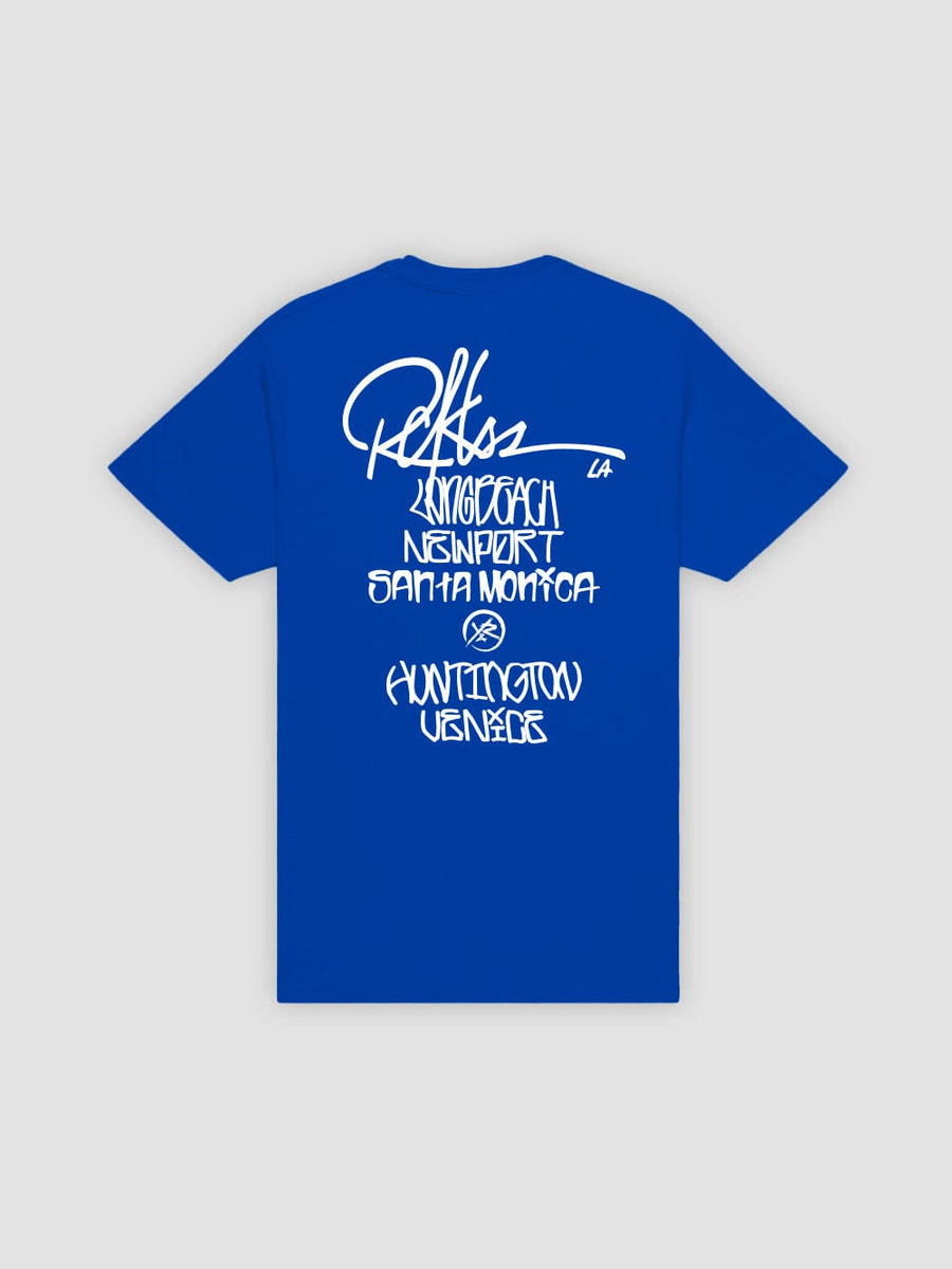 Young & Reckless Mens - Tops - Graphic Tee Locations Tee - Royal Blue