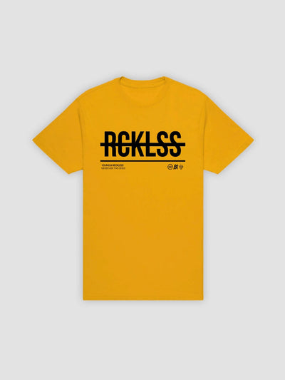 Young & Reckless Mens - Tops - Graphic Tee Strike Thru Tee - Gold