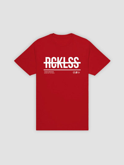 Young & Reckless Mens - Tops - Graphic Tee Strike Thru Tee - Red