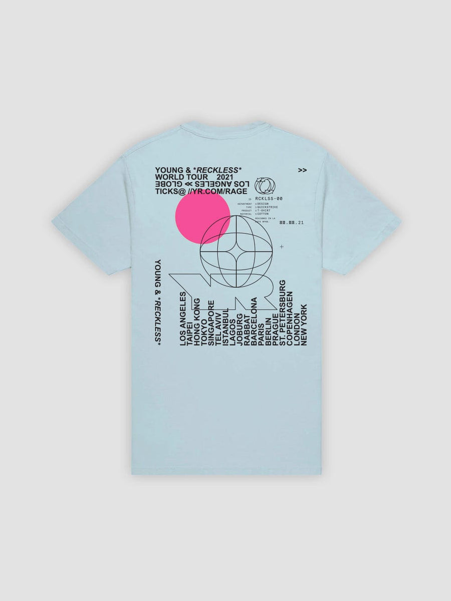 Young & Reckless Mens - Tops - Graphic Tee World Tour Tee - Light Blue